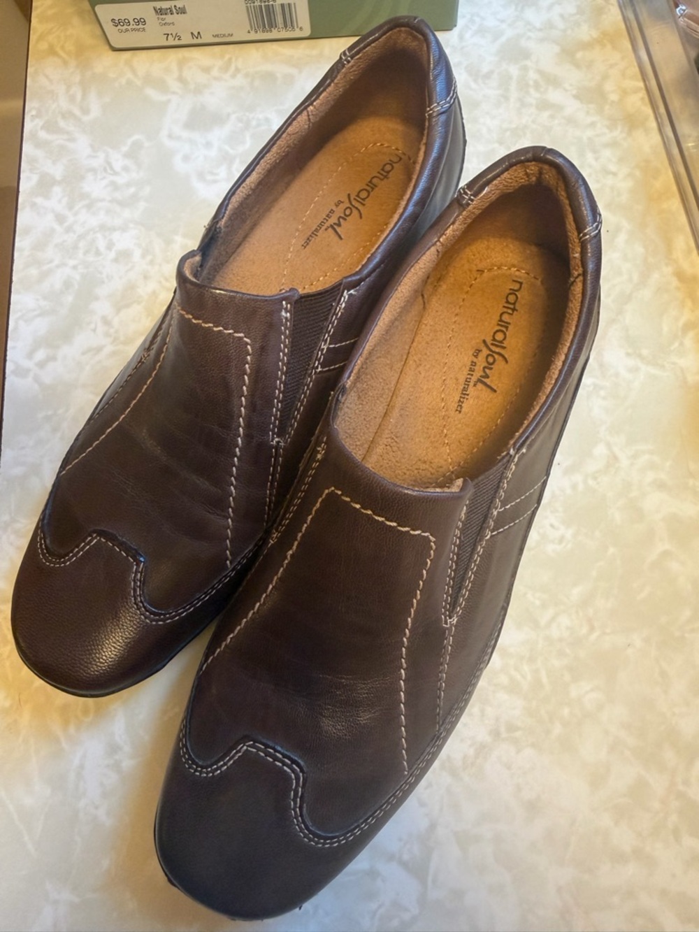 Natural Soul By Naturalizer Women’s Brown “Flor” Leather Slip-On Oxfords NIB - Picture 8 of 9